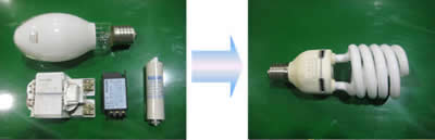 Conventional bulbs (left) and energy-efficient bulbs (right)